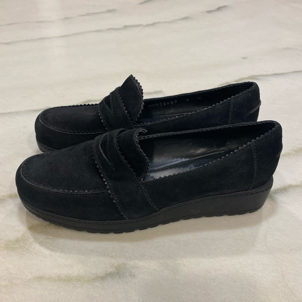 Stuart Weitzman Loafers Size 6 Black Suede Leather - Picture 3 of 15